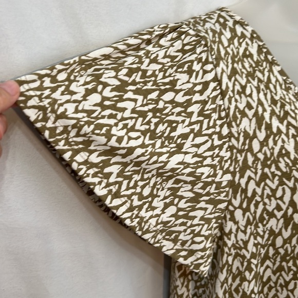 mts Womens Green Rust Burgandy V-Neck Swing Dress Size Medium - Picture 3 of 7